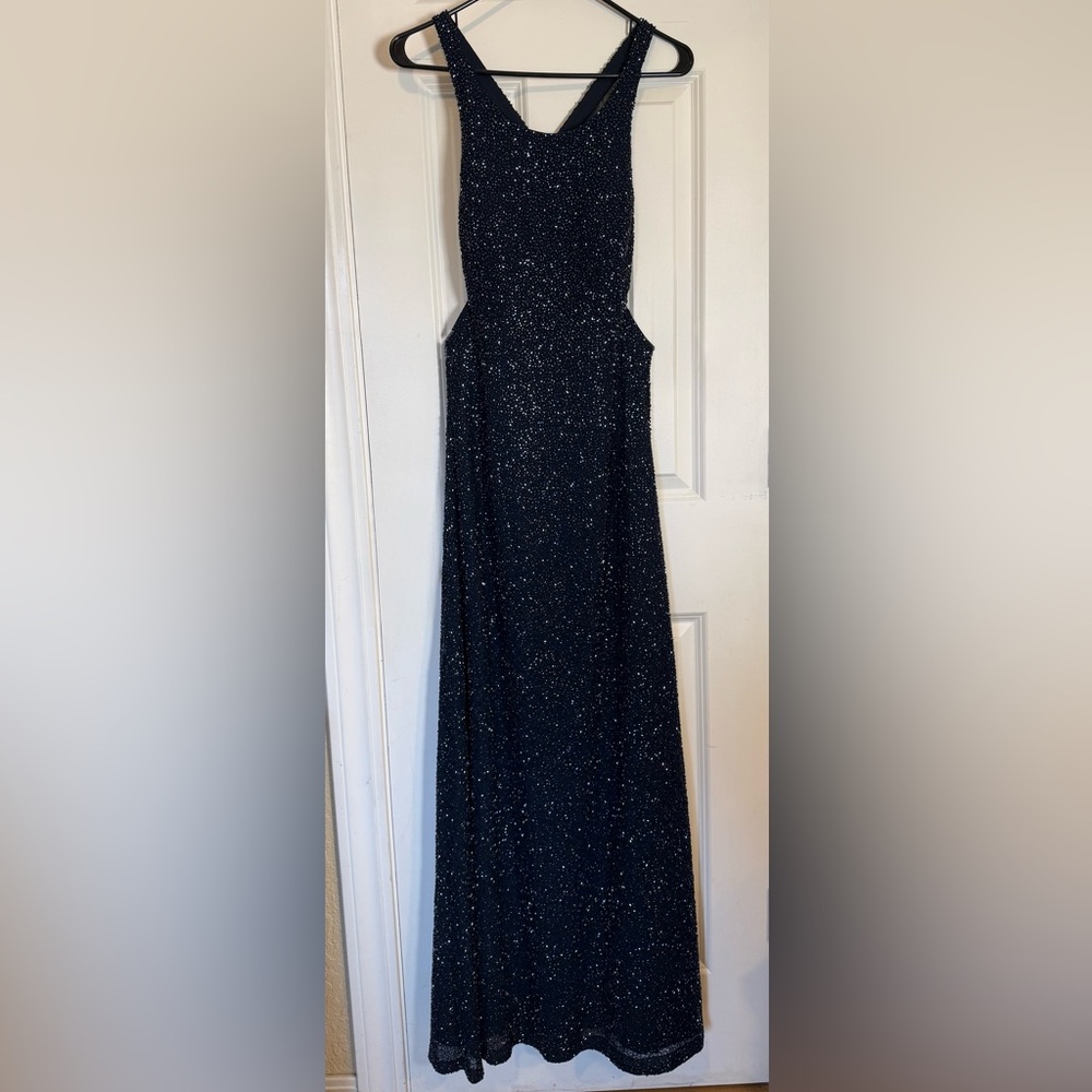 Sparkling Midnight Navy Backless Dress